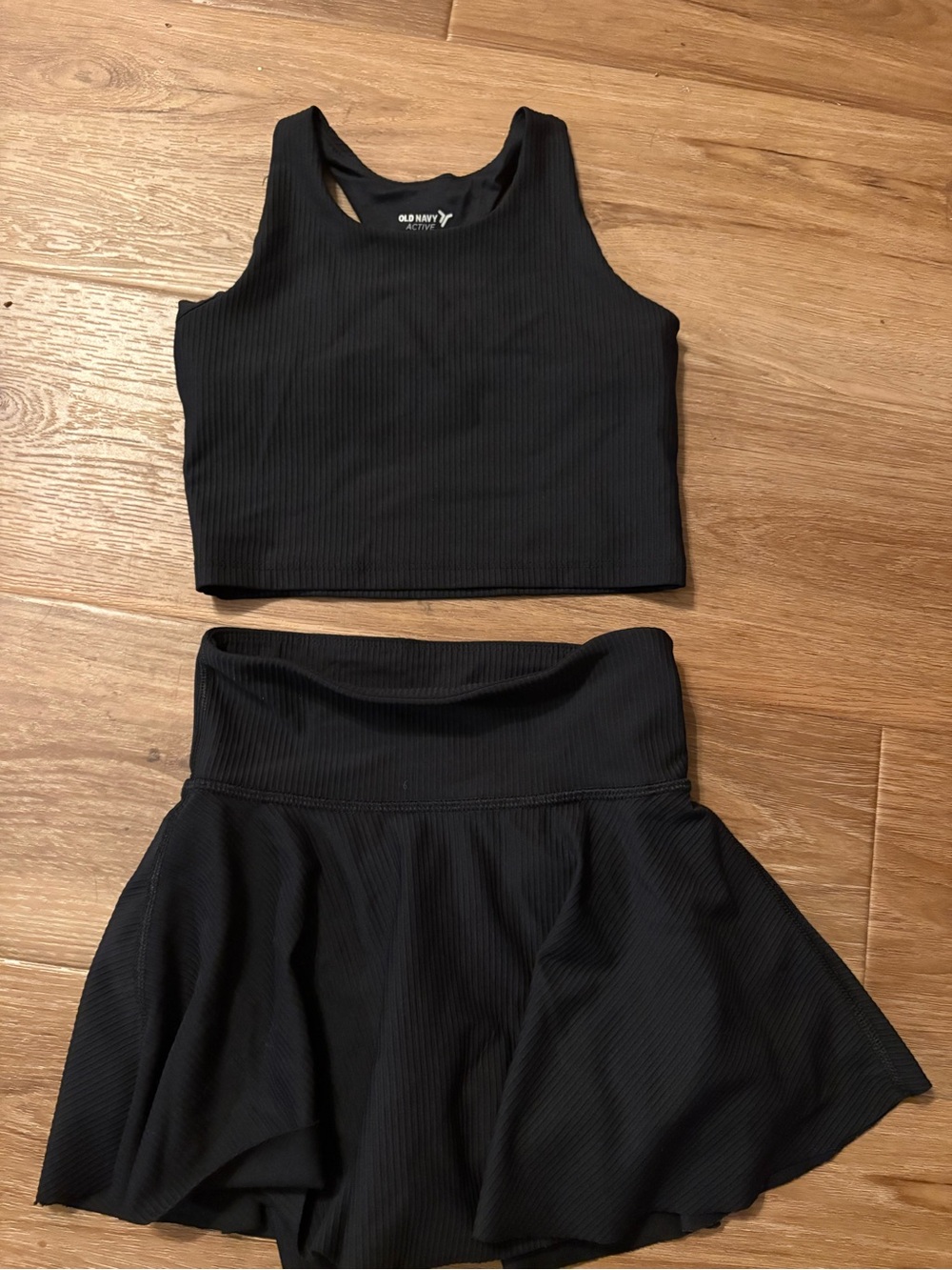 Old Navy Black Ribbed Active Skort with High Waist set